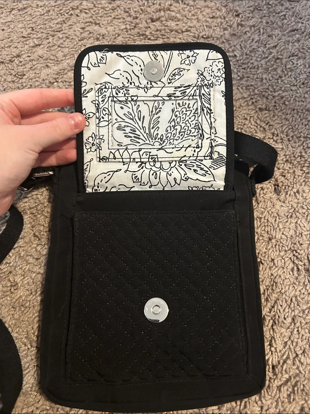 Vera Bradley Black Quilted Crossbody Pouch
